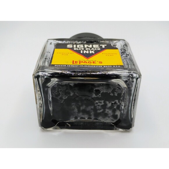 Vintage Russia Cement Co. Signet Blue Black Ink Glass Bottle & Cap 1940's EMPTY - Picture 5 of 7